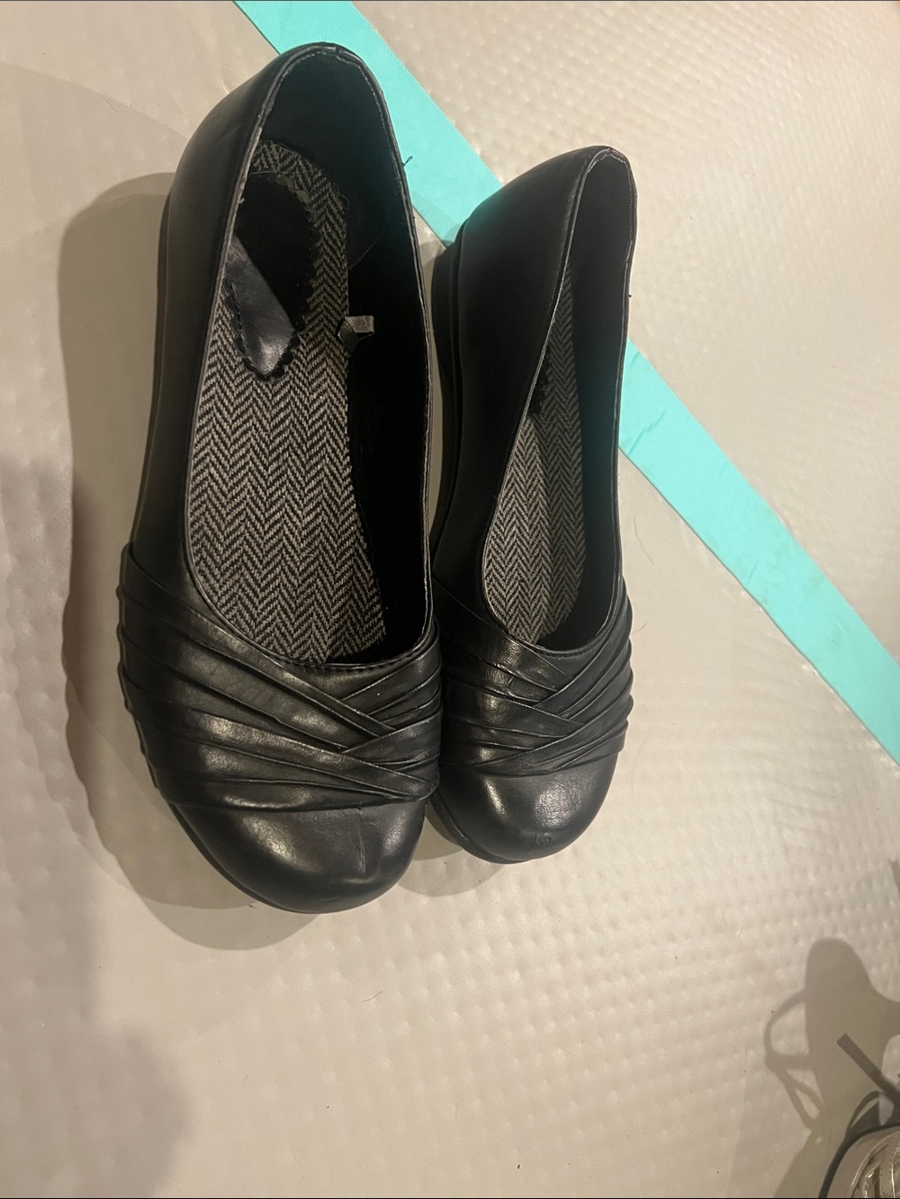 Route 66 Black Women's Slip-On Ballet Flats with Pleated Toe